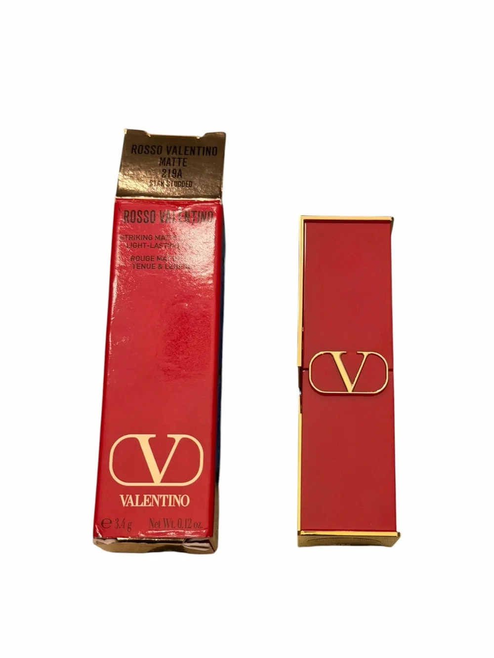 VALENTINO Rosso Valentino Matte 219A Star Studded Lipstick New Red France Makeup